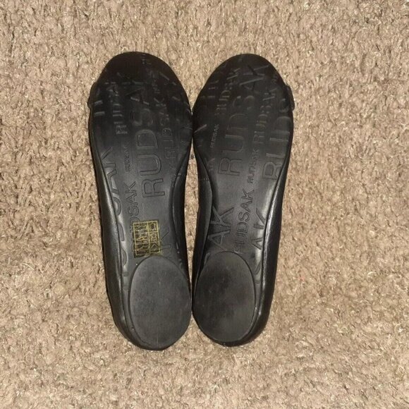 RUDSAK-Canadian Luxury-Soft Black Leather-Silver Logo-Ballet Flat-Sz37-Near Mint - Picture 7 of 7